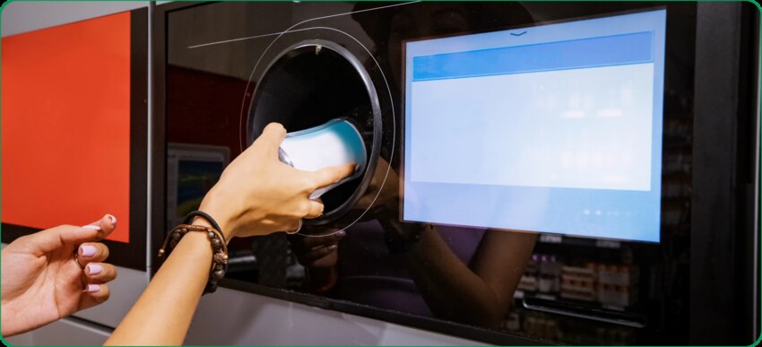 Plastic recycling machine in supermarket