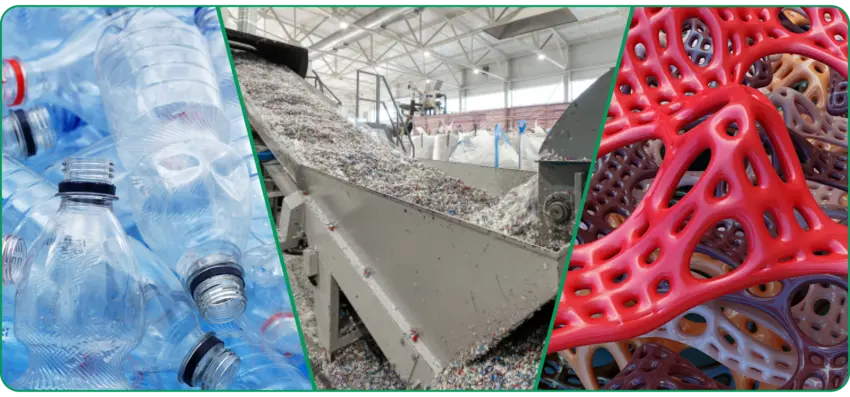 Processus de recyclage des bouteilles vides en plastique recyclé